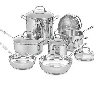 Classic 11-Piece Stainless Steel Pots/Pans Cookware Set Oven Safe Lid Induction/Electric/Gas Compatible
