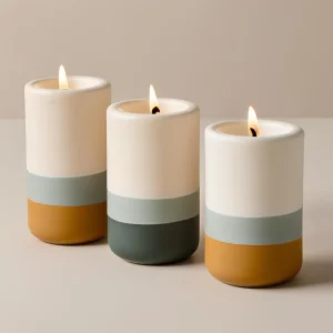 China Three-Tone Ceramic Candle Holders Set