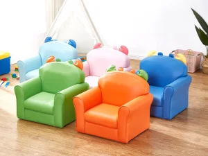 Leather Kids Nursery Sofa, Modern Home Cartoon Sofa, Living Room Baby Sofa, Children Furniture Playground Sofa, Preschool and Kindergarten Day Care Center Sofa