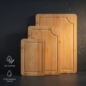 FSC Certified 3-Piece Bamboo Chopping Blocks Set