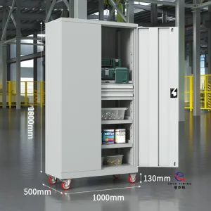 Secure 4 Drawer Steel Tool Cabinet for Hardware, Heavy Duty Metal Garage Storage System with Double Locked Door