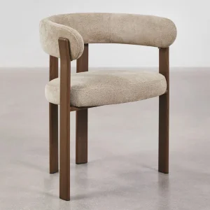 Modern Kitchen Restaurant Chair Wood Frame Upholstered Dining Chair with Armrests