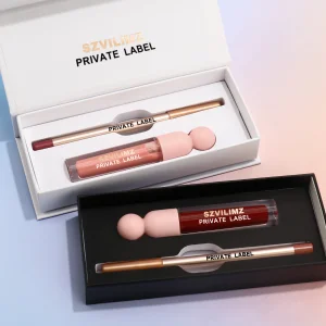 Wholesale Lip Gloss Kit Box Packaging Custom 2 In 1 Lipgloss Kits Lip Liner And Lip Gloss Set Custom Logo