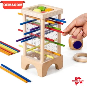 Custom Montessori Wooden Board Game Colorful Sticks Dice Toy Math Counting Early Learning Educational Toy For Kids Family