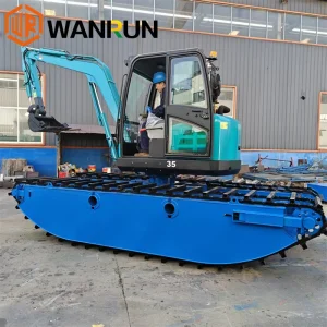 Small Wetland/Swamp Excavator Crawler Amphibious Dredging Machine Water Moving Excavator with Floating Pontoon