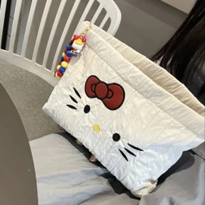 Cartoon Embroidery Large Capacity Reusable Drawstring Zipper Portable Fashion Eco-Friendly Cosmetic Makeup Bag for Women Daily