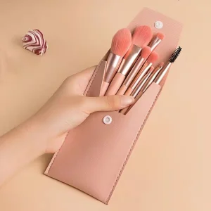 Professional 8-Piece Face Makeup Brush Set with Plastic Handles and Soft Synthetic Hair for Eye Shadow Application