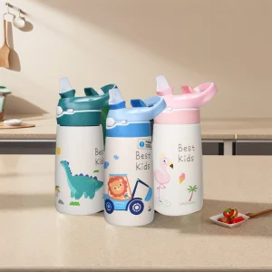 Oumego Kids Stainless Steel Tritan Stainless Steel Sports Drink Water Bottle Insulated Sublimation Blanks Kids with Flip Lid