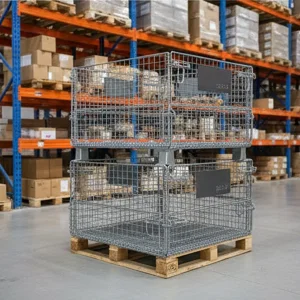 Mobile Wire Mesh Trolley Container with Easy Rolling Castors