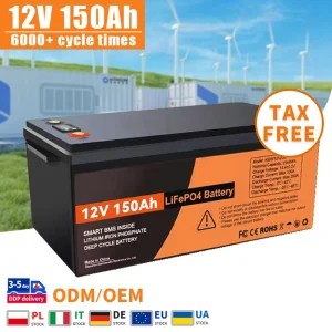 12V 150 LiFePO4 حزمة البطارية 100ah 200ah 300ah 280ah 24V حزمة بطارية ليثيوم لنظام الطاقة الشمسية