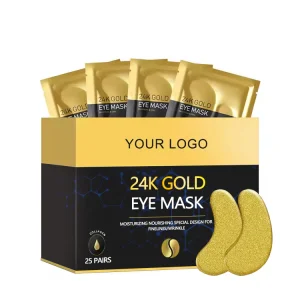 Customize Logo 20 Pairs Gold Under Eye Mask Dark Circles Anti Aging Bio Collagen Mask 24k Gold Collagen Under Eye Patches