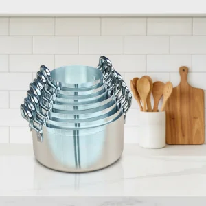 Africa Hot Selling Classic 3/4 Layer Stackable Aluminum Pot Set-Heavy Duty Sanded Aluminum Soup &amp; Stock Pots with Gas Stove Lid