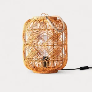 Vintage Rattan Lantern LED Table Lamp