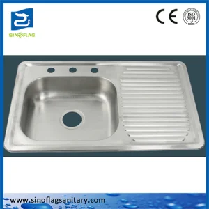 Stainless Steel Single Bowls 80X50cm Kitchen Sink with Cutting Board
