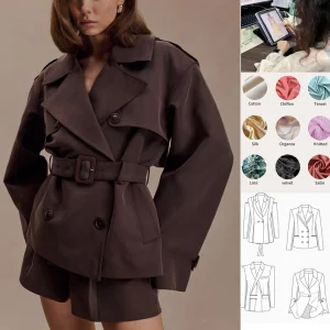 Factory Custom Long Sleeve Stand-collar Women's Coat Windbreaker British Style Casual Overcoat Short Trench Coat