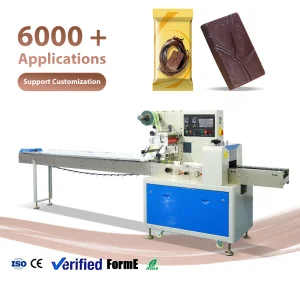 High Speed Automatic Horizontal Wrapping Flowing Pack Chocolate Protein Bar Cookie Pillow Packaging Wrapping Machine