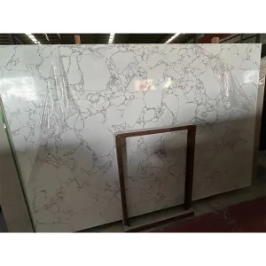 Polished Artificial Stone Bianco Carrara/Calacatta White/Gold Veins Synthetic Slab Marble for Countertop/Floor/Wall/Vanity Building Material Supplier Price