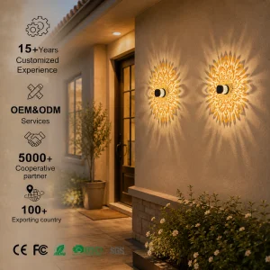 Solar Powered LED Outdoor Wall Light Waterproof Motion-Sensor Mandala Pattern Courtyard Villa Wrought-Iron Wall Mounted Lantern
