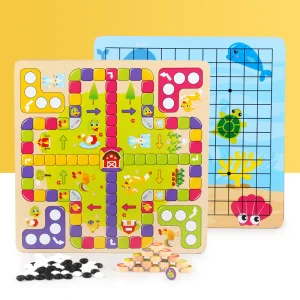 Factory Direct Sale Wooden Children's Toys Ages 4-6 Educational Checkers Flying Chess Xjy Chess Flag Color Box Game Board Yunhe