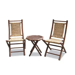 Set Foldable Bamboo Chairs and Table