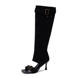 Custom Spice Girl Style Open Toe Knee High Summer Boots