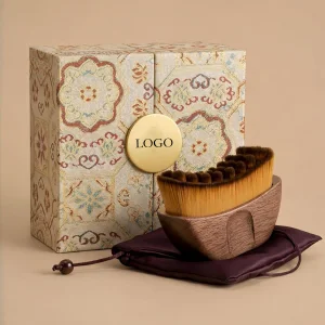 Lymphatic Face Brush Wooden Handle Natural Bristles Gift Box