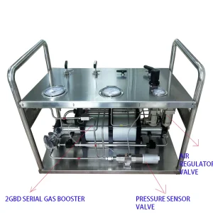 New Arrival Usun Model: Us-2gbd60 300-500 Bar High Pressure Double Action Nitrogen Gas Booster Pump System with Pressure Valve