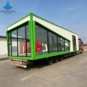Bespoke Glass Modified Shipping Container Office Mobile Showroom Prefab Exhibition Cabin Villa Shipping Container Cafe