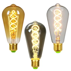 Tianfan E27/E26 Vintage LED Bulb 4W Edison Bulb St64 Spiral Filament Dimmable Specialty Decorative Light Bulb 110V 220V