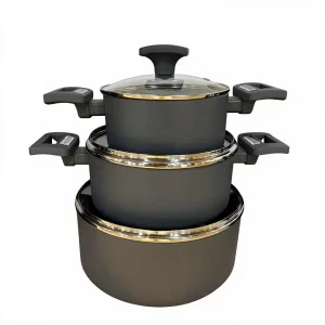 Classic Style Non-Stick Carbon Steel Cookware Set Heat Resistant Soup Pots Dishwasher Safe Stackable &amp; Magically Large Capacity