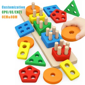 Montessori Toys for 1 to 3-year-old Boys Girls Toddlers Color Recognition Stacker Shape Sorter Wooden Toy Learning Puzzles Gift