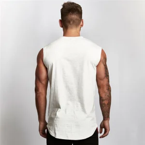 Sleeveless Men's T Shirts Dropped Plain Custom Gym Vests Armhole Cotton Tank Tops