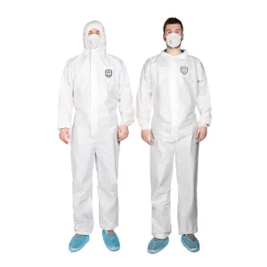 CE Non Woven Oil Resistant Cleanroom Ppe Protective Custom Printed PP Microporous Asbestos Type 5/6 Coverall