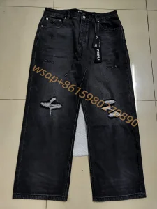 Calças Jeans Masculinas Largas Rasgadas Vintage Y2K
