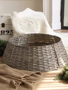 New Arrival Detachable PP Wicker Christmas Tree Collar Decorative Base Stand