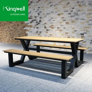 Outdoor Furniture Aluminum Plastic Wood Table and Bench for Hotel Garden Park