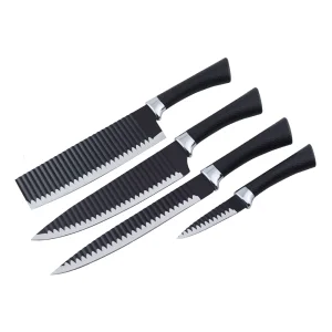 4PCS Black Professional Kitchen Knife Chef Set Stainless Steel