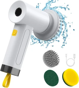 Kitchen Spin Scrubber Usb 4 In 1 Handheld Cleaner Bathroom Clean Brush Electric Cleaning Brush To Dishwashing Sink Tile Glass