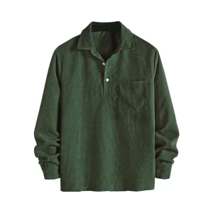 ZAFUL 2023 Men's Deep Green Corduroy Shirt