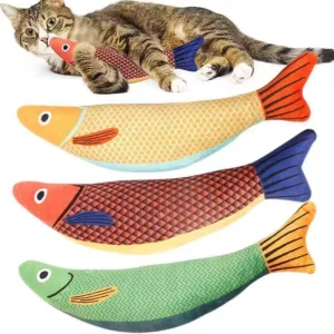 Realistic Fish Plush Cat Toy with Organic Catnip &amp; Crinkle Paper Interactive Plush Toy Pacific Saury Shape