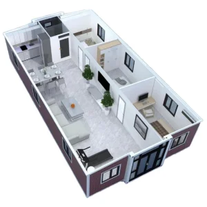 3 Bedrooms Expandable Container House 20ft 40ft Modular Prefab Tiny Home Folding Portable Steel Cabin for Office Dormitory