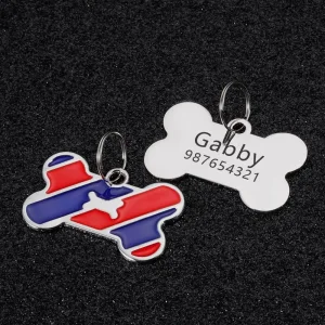 Custom Logo Cat Dog ID Tags Engraving Personalized Dog Collar Pet Charm Name Pendant Bone Necklace Collar Puppy DIY Accessories