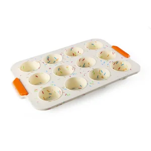 Muffin Baking Mold with Reinforced Stainless Steel Frame Inside 12 Cups Non Stick Bakeware Silicone Mini Muffin Cups Cupcake Pan