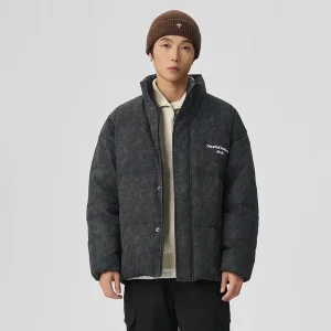 OEM custom embroidery black winter jacket