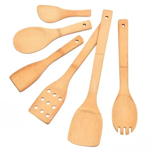 Bamboo Kitchen Utensils Set Non-Stick Pan Cooking and Frying Spatula Engraved Wooden Household Rice Spoon