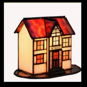Tiffany Style Table Lamp Stained Glass Small House Night Lamp for Decoration