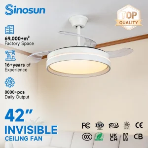Modern Bedroom Remote Control Smart Led Invisible Ceiling Fan Light