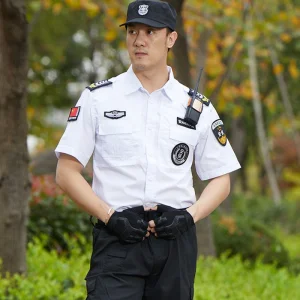 Camisa de uniforme de seguridad blanca