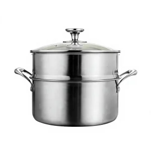 304 Stainless Steel Pot with Steamer Casserole Induction Ready Compatible with All Cooktops, Dishwasher &amp; Oven Safe
