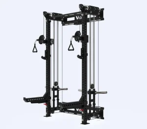 Wall Mounted Adjustable Commercial Steel Functional Power Squat Rack with Cable and Weights